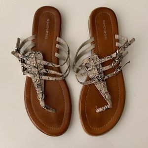 Strappy snake print sandals